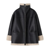 Warm Oversized Women's Jacket - Shearling Faux Leather - Tophatter Daily Deals
