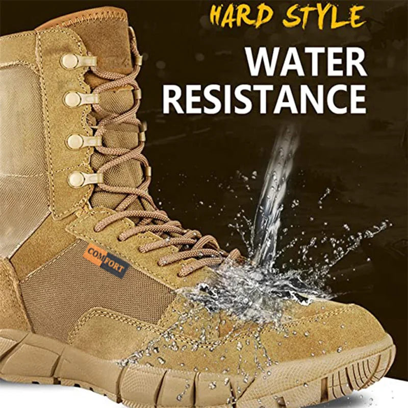 Mens Tactical Mid-Calf Combat Boots (Brown No Zip) Apparel & Accessories > Shoes > Boots - Tophatter Daily Deals