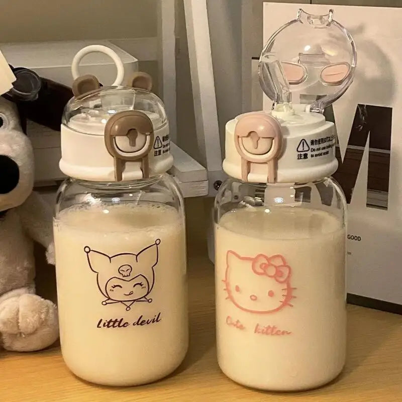 Water Bottle With Straw Cup Kawaii Transparent 500ml Portable Anime - Tophatter Daily Deals