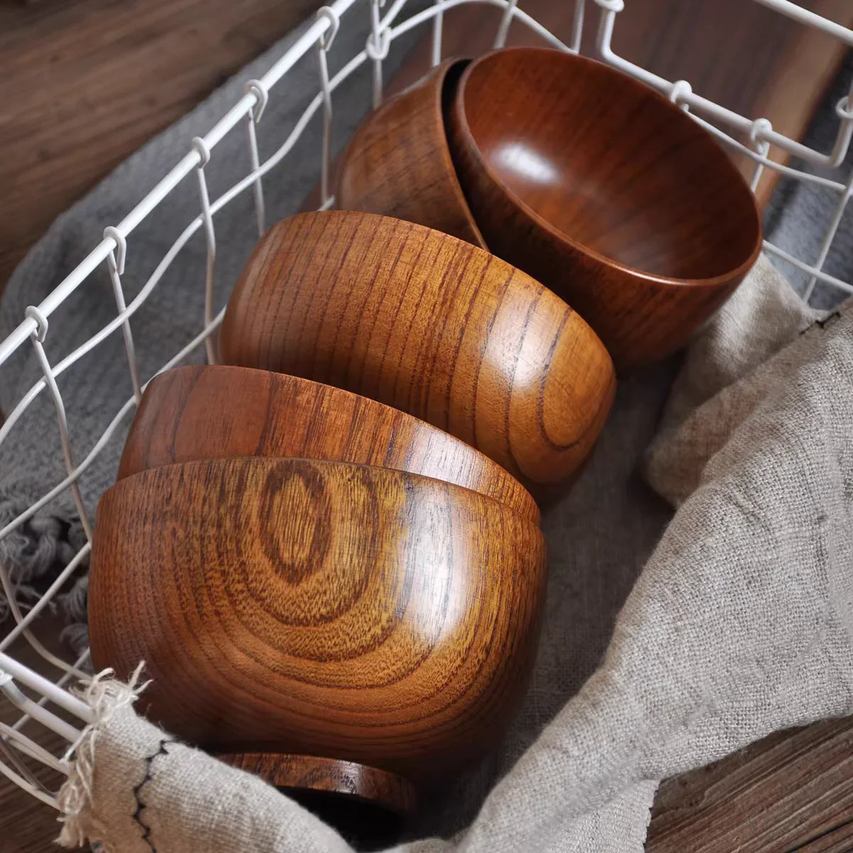 Jujube Wood Soup Bowls Solid Wooden Japanese Bowls - Tophatter Daily Deals