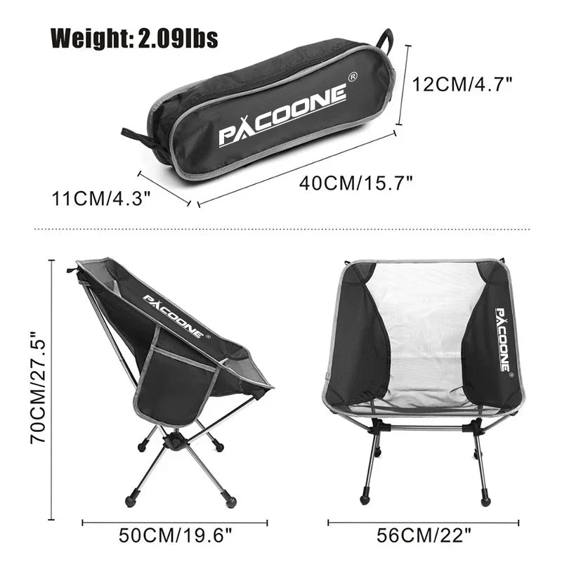 Camping Folding Moon Chair Black Camp Furniture - Tophatter Daily Deals