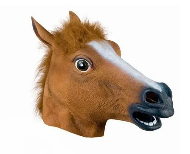 Horse Head Mask Cosplay Costume Party Funny Halloween Horse Head Mask Headgear Brown - Tophatter Daily Deals