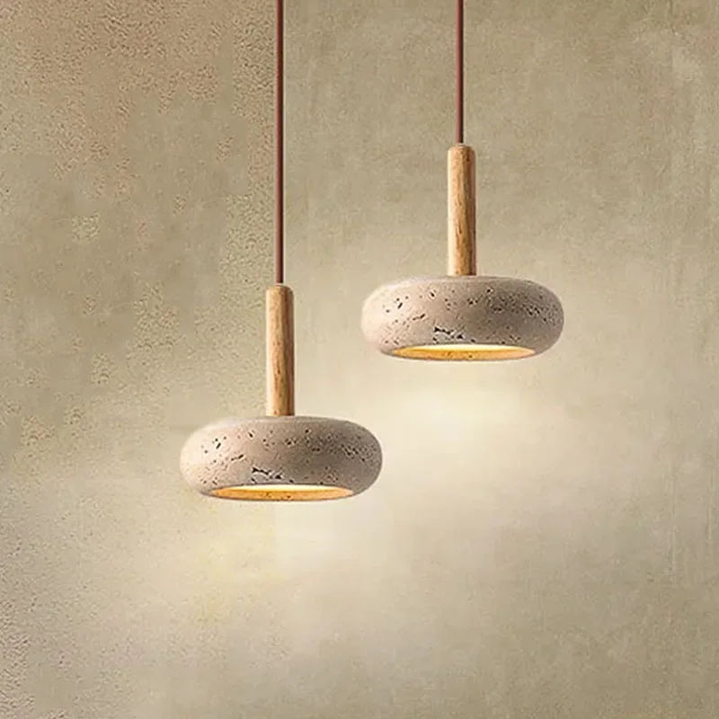 Japandi LED Pendant Lamp Yellow Stone Wabi Sabi Ambient Design - Tophatter Daily Deals