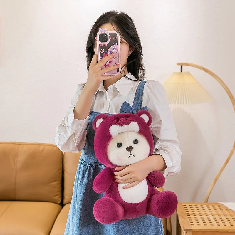 Cute Rose Red Bear Plush Toy Animals - Tophatter Daily Deals
