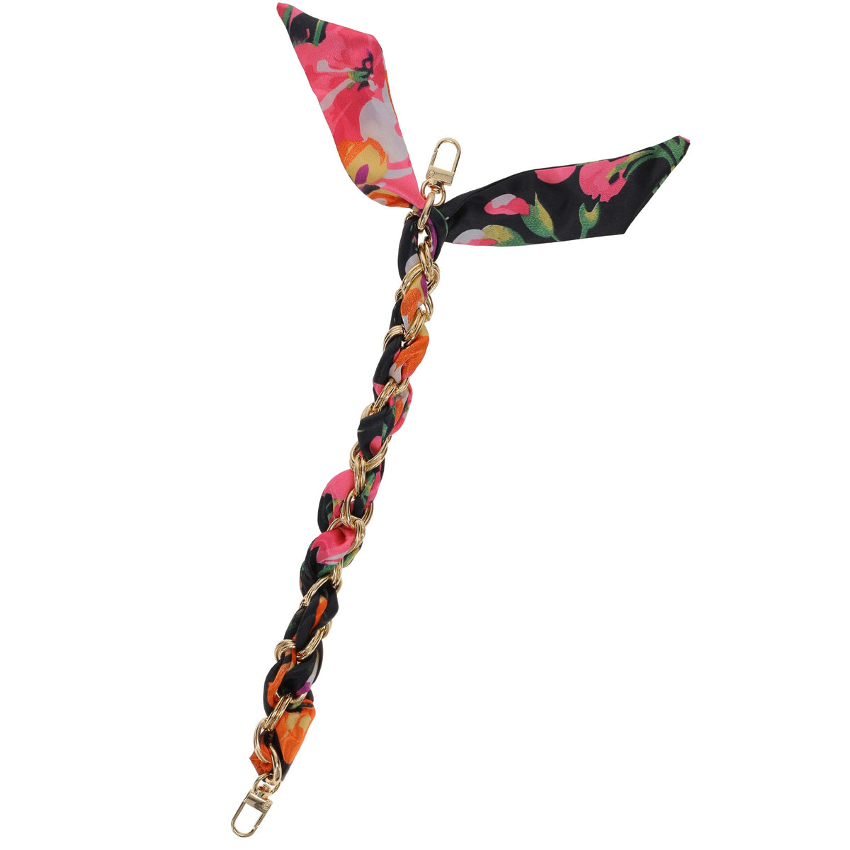 Gold Chain Wrist Strap - Luxury Black Flower Silk Satin scarf for 18mm-25mm canes Upsell - Tophatter Daily Deals