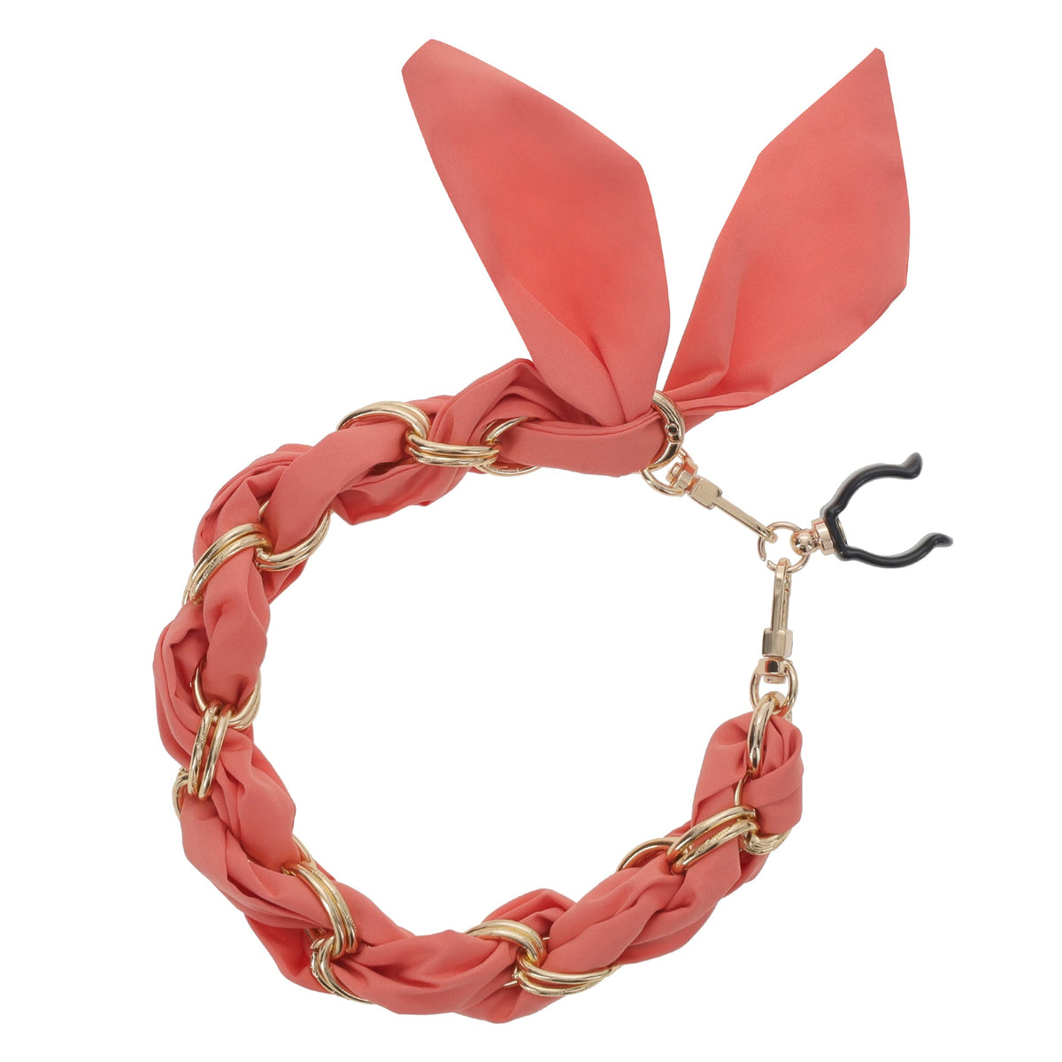 FashionStix Luxury Peach Silk Satin scarf with Chain Wrist Strap with Clip Holder Accessories - Tophatter Daily Deals