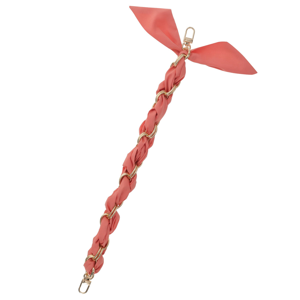 FashionStix Luxury Peach Silk Satin scarf with Chain Wrist Strap with Clip Holder Accessories - Tophatter Daily Deals