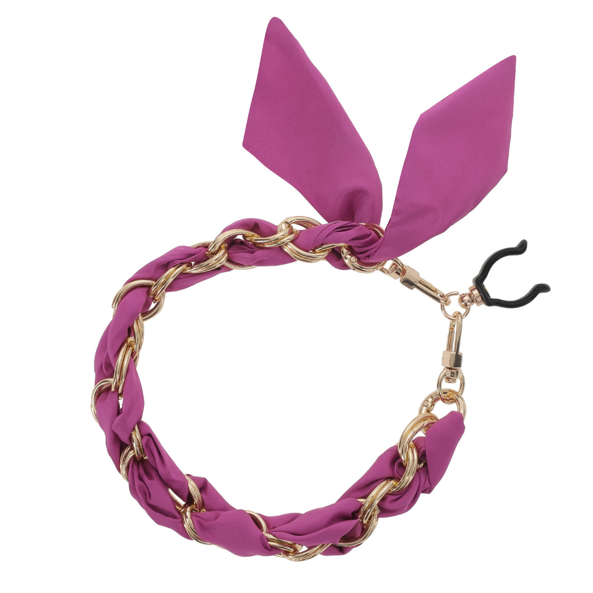 FashionStix Luxury PurplePink Silk Satin scarf with Chain Wrist Strap with Clip Holder Accessories - Tophatter Daily Deals