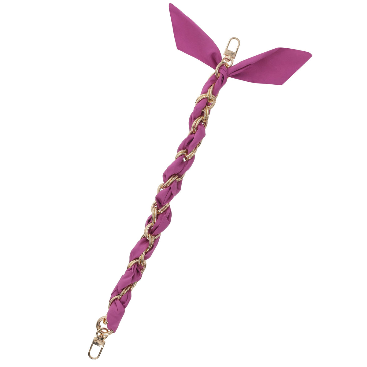 FashionStix Luxury PurplePink Silk Satin scarf with Chain Wrist Strap with Clip Holder Accessories - Tophatter Daily Deals