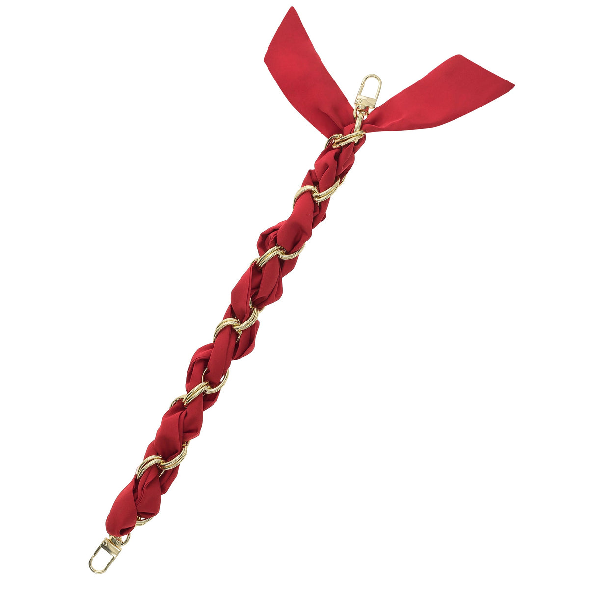 FashionStix Luxury Red Silk Satin scarf with Chain Wrist Strap with Clip Holder Accessories - Tophatter Daily Deals