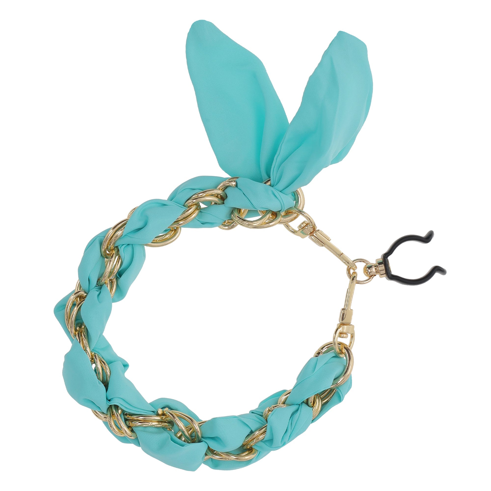 FashionStix Luxury Blue Green Satin scarf with Chain Wrist Strap with Clip Holder Accessories - Tophatter Daily Deals