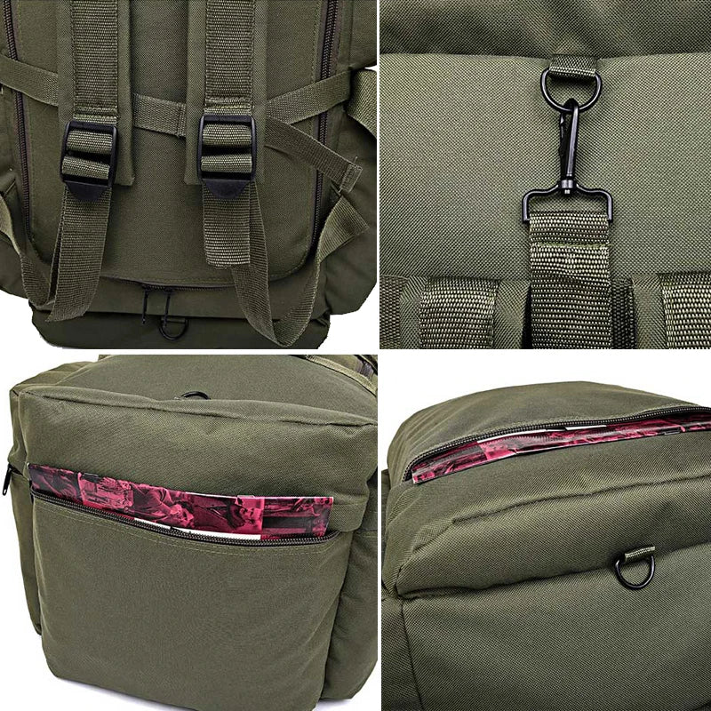 100L Tactical Backpack Waterproof Camping Duffel Green Duffel Bags - Tophatter Daily Deals