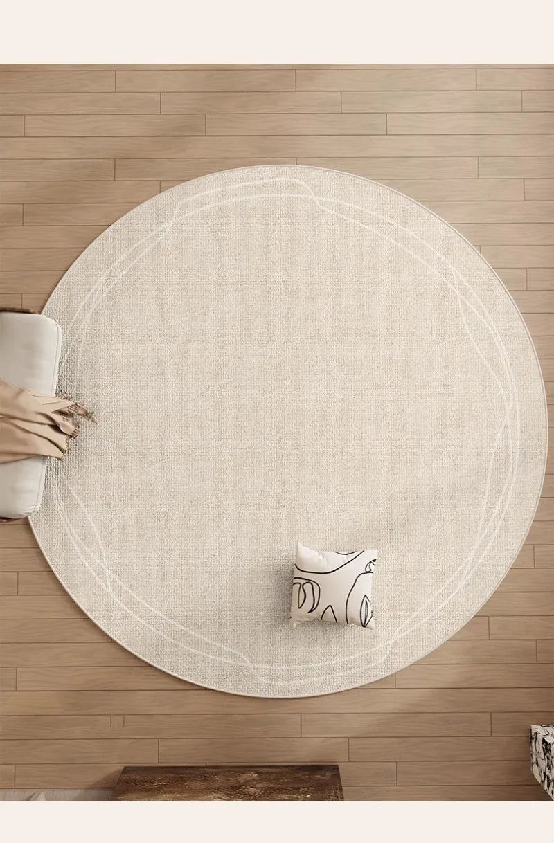 Round Rug Cream Wabi Sabi Luxury Non Slip Waterproof - Tophatter Daily Deals