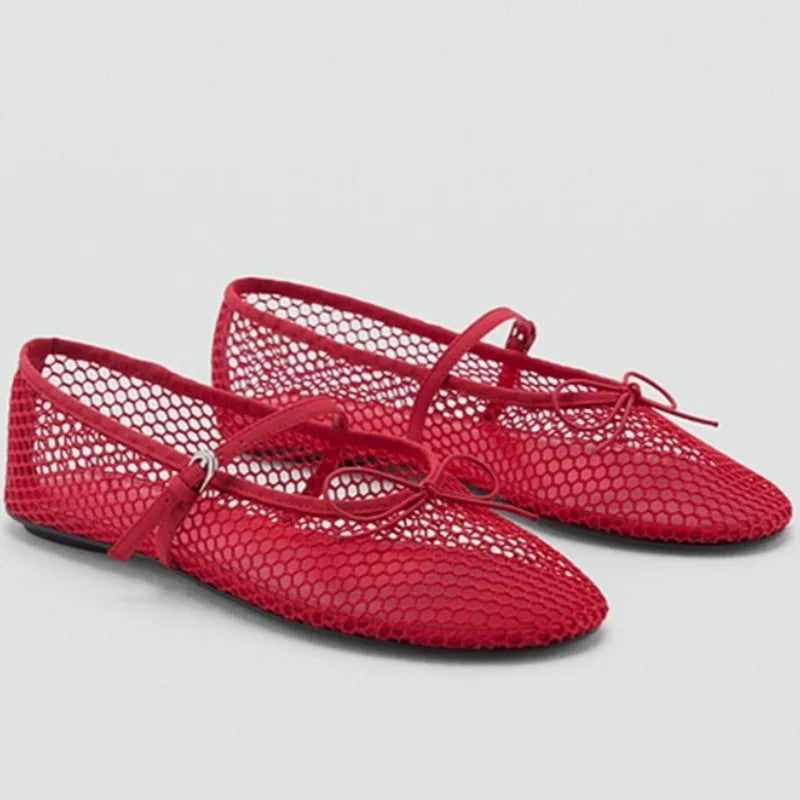 Breathable Women’s Ballet Flats - Mary Jane, Mesh, Summer Red - Tophatter Daily Deals