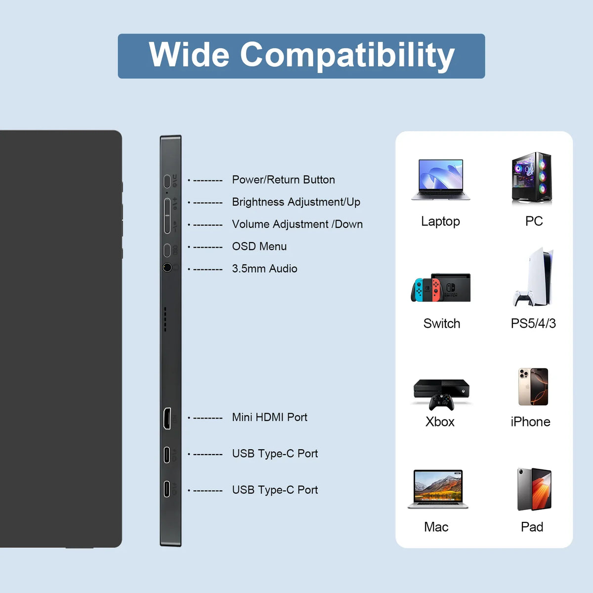 Portable 15.6 Inch FHD IPS Gaming Monitor 3ms Speaker - Tophatter Daily Deals