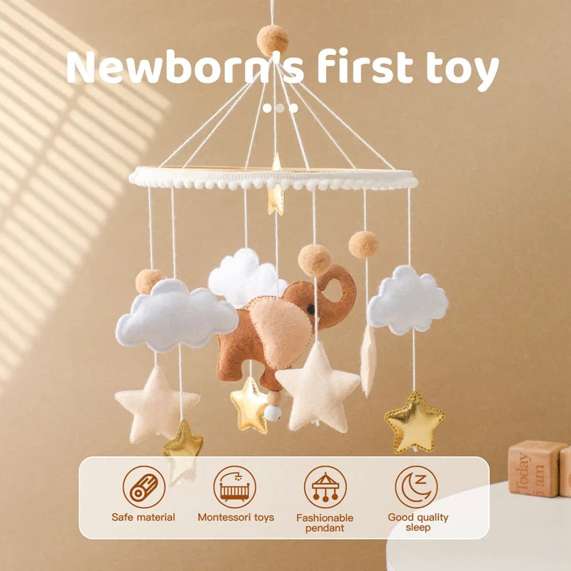 Wooden Felt Animal Crib Mobile With Soothing Calming Music - Tophatter Daily Deals