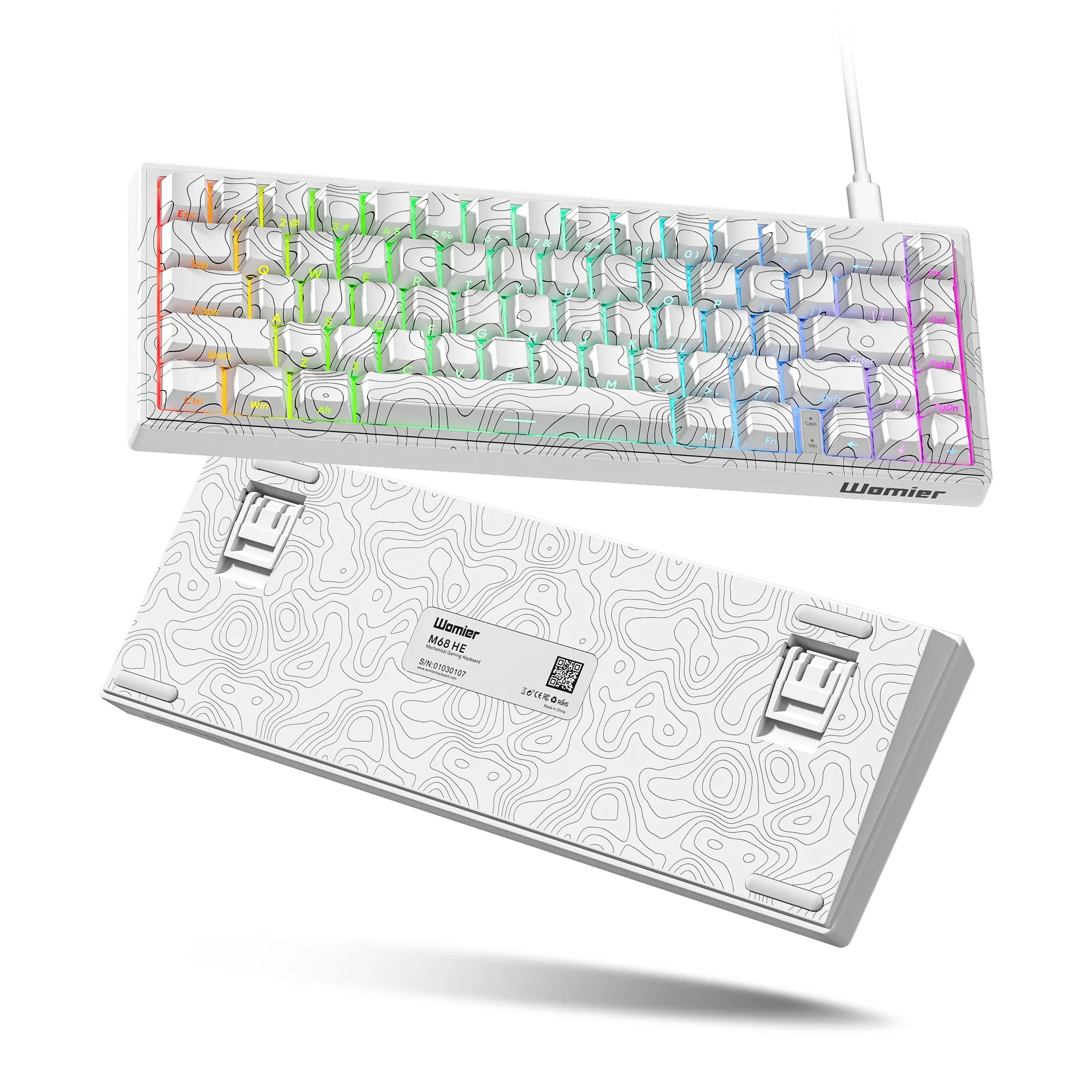 Mechanical Keyboard 68-Key Hall Effect RGB Wired Compact White Hall Effect Magnetic - Tophatter Daily Deals