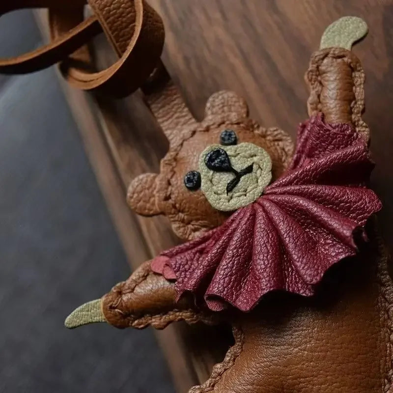 PU Leather Bag Charm Personal Dancing Bear Keychain Gift - Tophatter Daily Deals