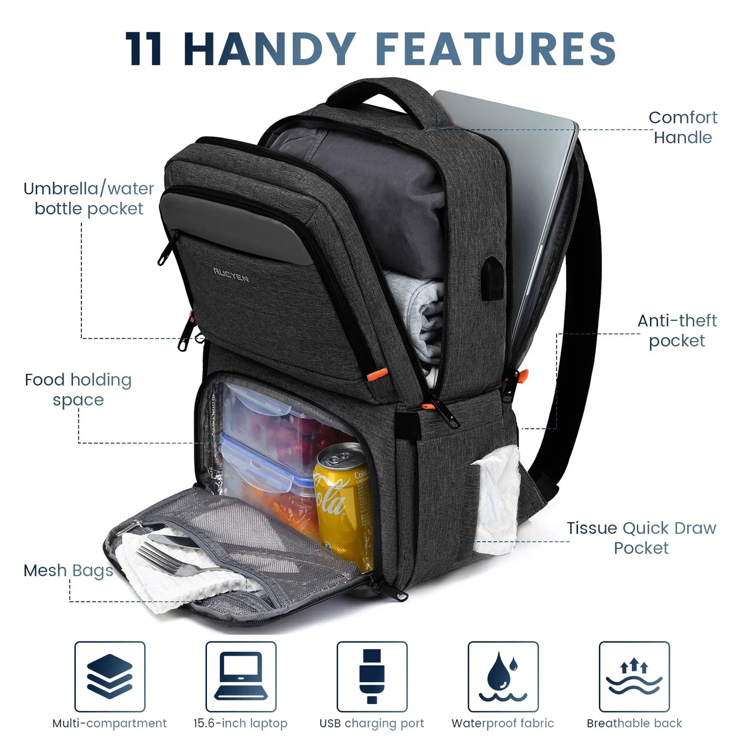 Waterproof Insulated Cooler Backpack Black Backpacks - Tophatter Daily Deals
