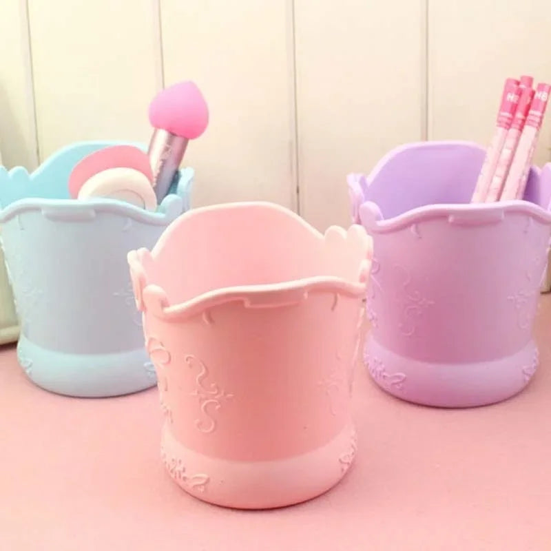 Floral Heart Pen Pot Organiser Tub Holder - Pink, Lilac, Blue Flowers - Tophatter Daily Deals