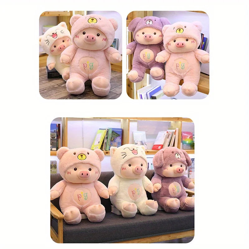 Pig Bear Hat Plush Toy Animals - Tophatter Daily Deals