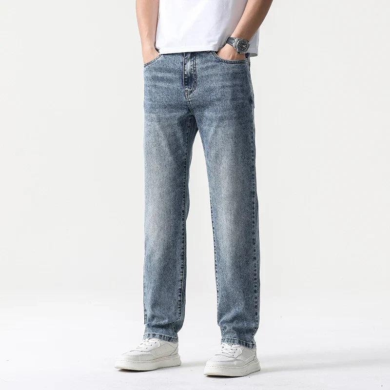Oversized Men’s Wide Leg Jeans - Straight Lyocell, Casual - Tophatter Daily Deals