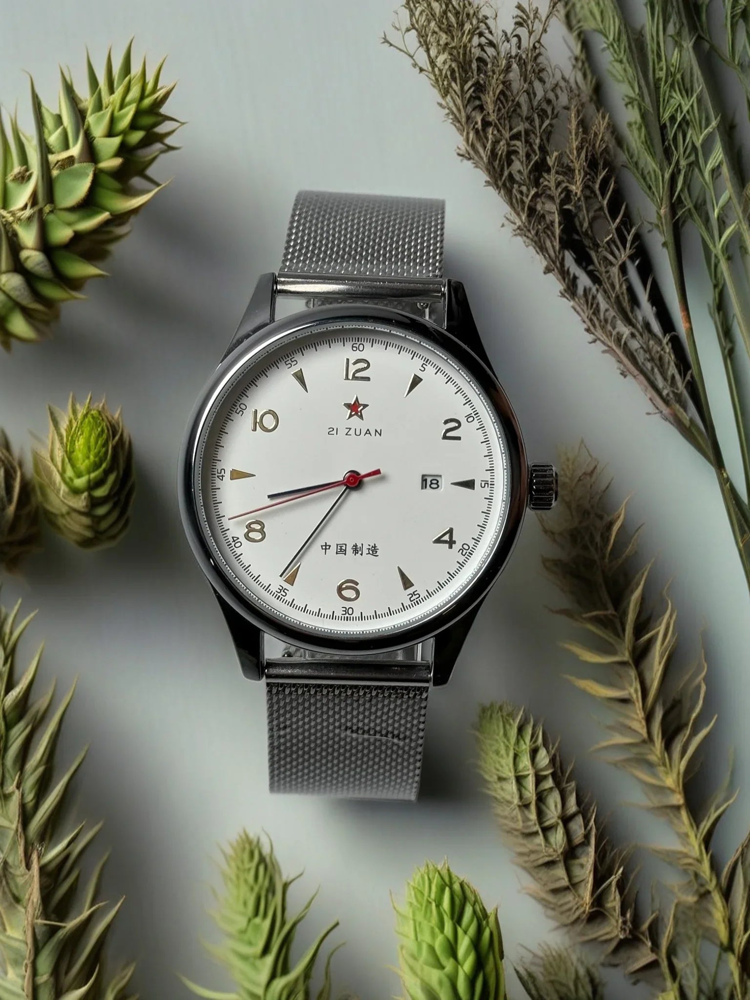 Pilot Watch 41mm Mesh Strap Stainless Steel Classic - Tophatter Daily Deals