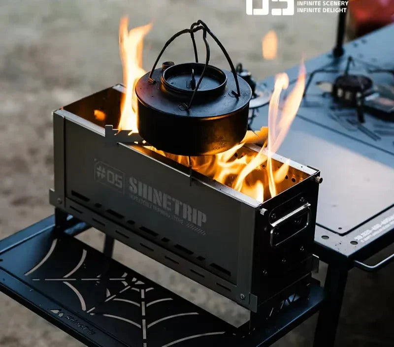 Foldable Secondary-Burn Camping Stove Silver Camp Cooking - Tophatter Daily Deals
