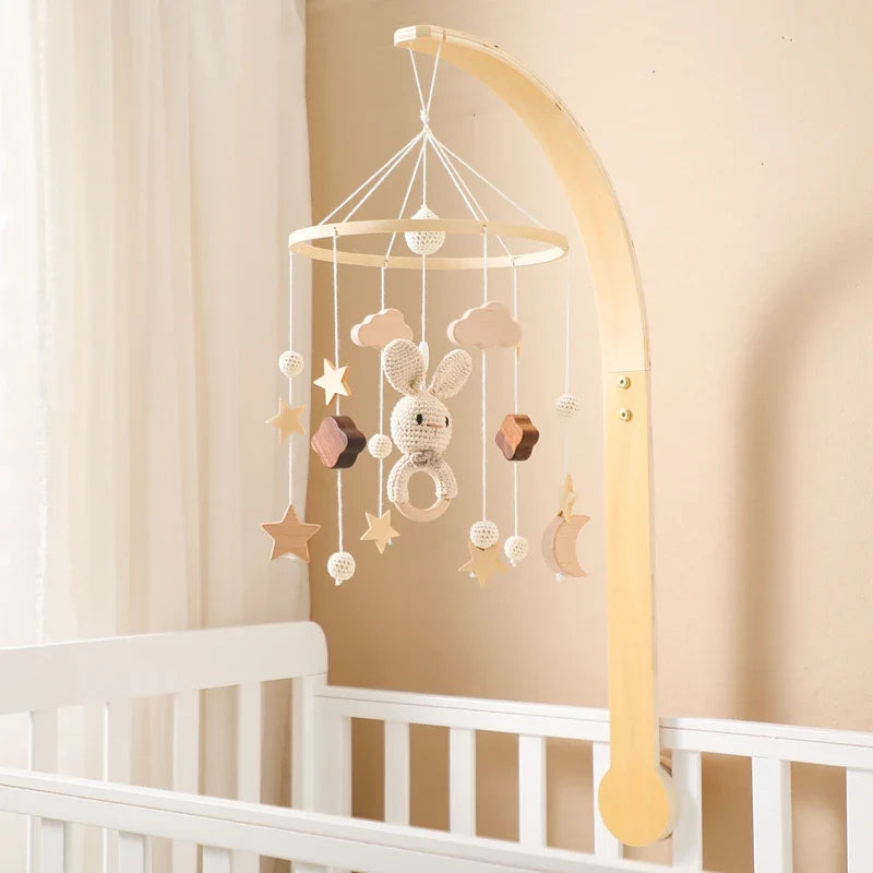 Wooden Rabbit Crib Mobile Newborn Sensory Toys Soft - Tophatter Daily Deals