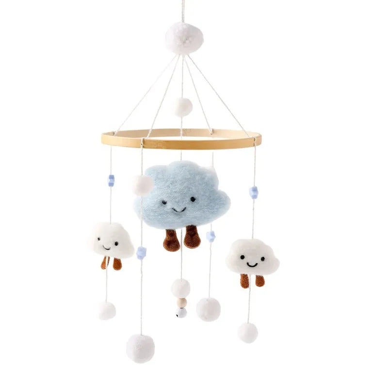 Wooden Baby Mobile With Music Box Newborn Sensory Toys Blue Clouds - Tophatter Daily Deals