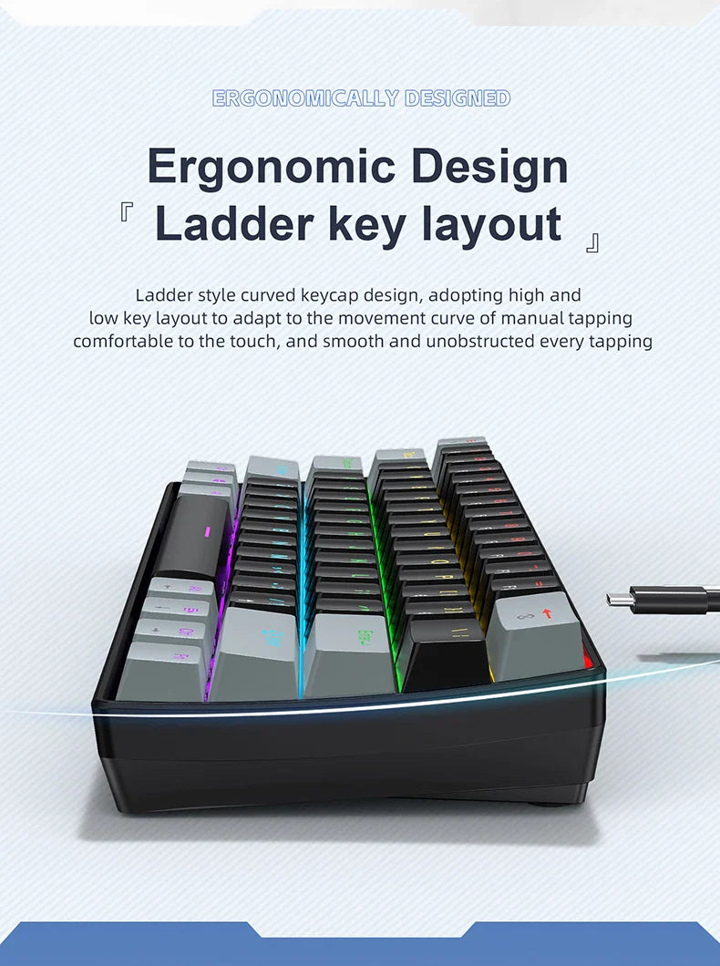 60 Percent Mechanical Mini Keyboard Wired RGB Portable - Tophatter Daily Deals