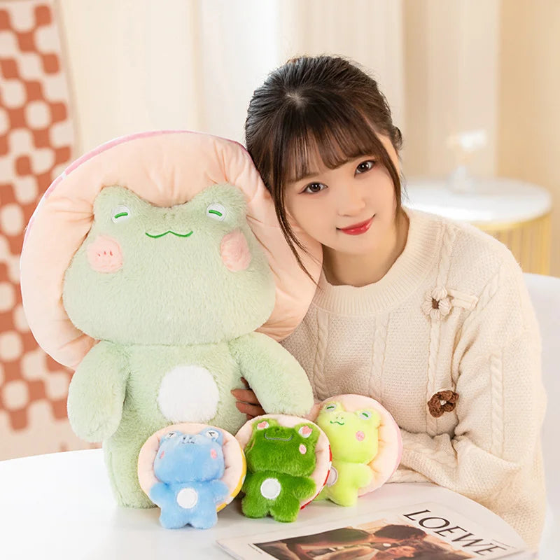 Soft Frog Plushie Stuffed Kawaii Animals Red Mushroom Hat Frogs Animals - Tophatter Daily Deals
