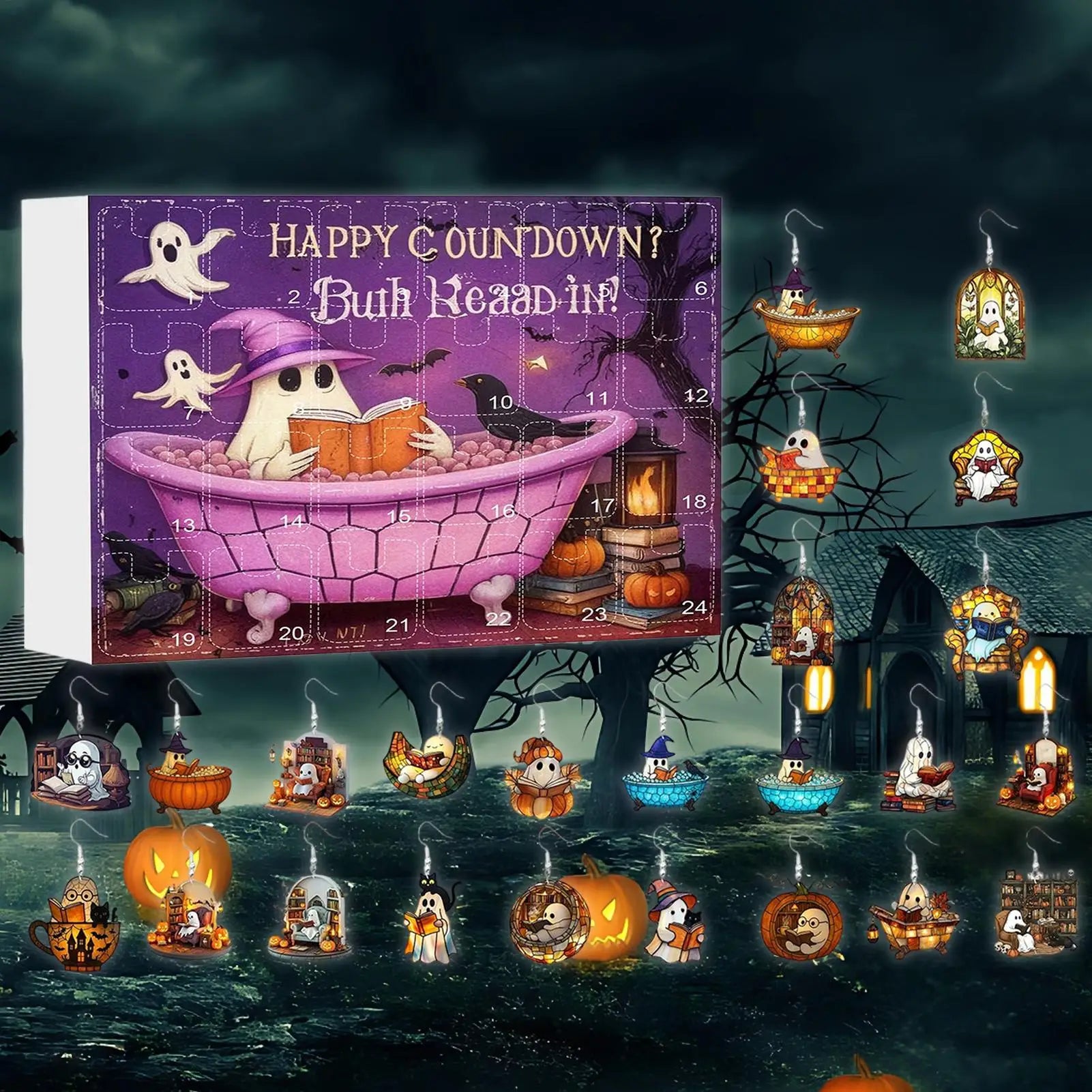 Halloween Advent Calendar Ghost Earrings 24 Day Set - Tophatter Daily Deals