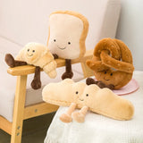Pretzel Croissant Smiley Face Poached Egg Baguette Bread Plush Toy Food - Tophatter Daily Deals