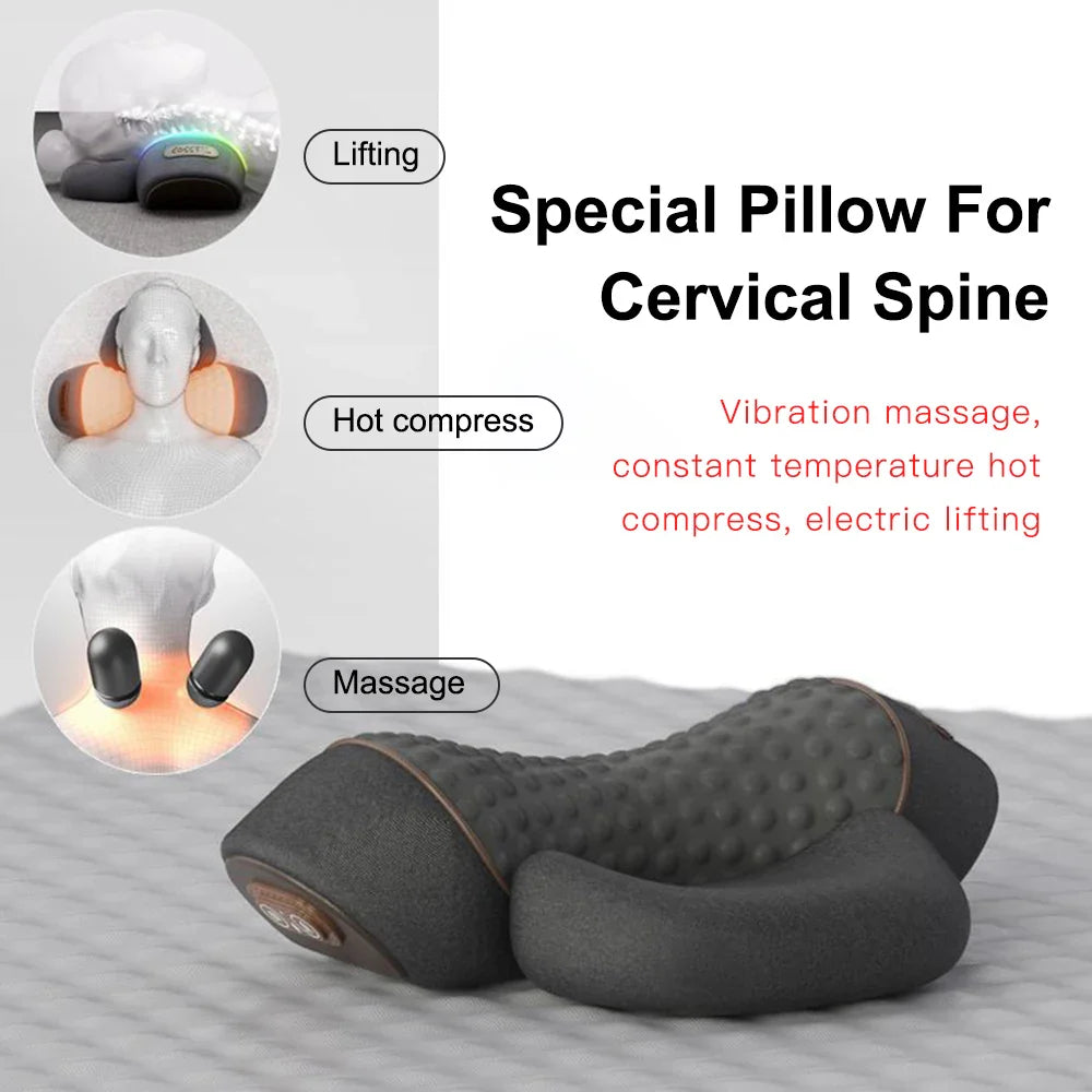 Neck Massage Pillow Heating Vibration Memory Foam Support - Tophatter Daily Deals