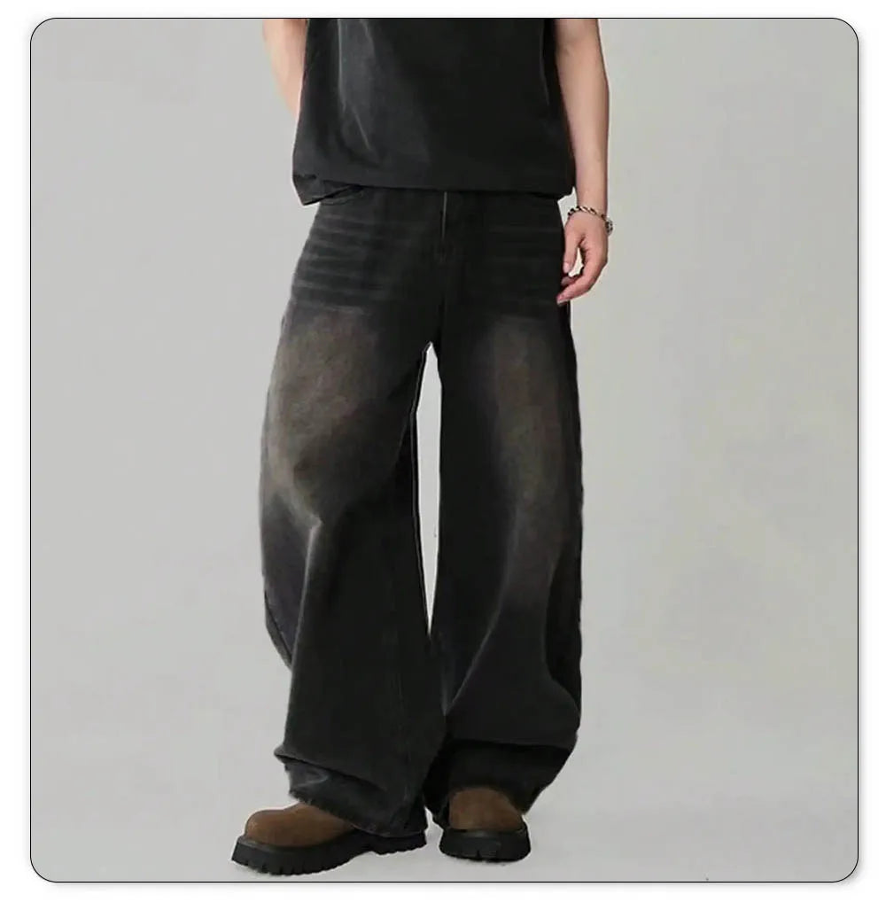 Oversized Men's Wide Leg Jeans - Baggy Straight Cotton Blend - Tophatter Daily Deals