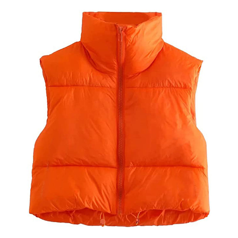 Warm Women’s Puffer Vest - Cropped Boxy, Polyester, Winter - Tophatter Daily Deals