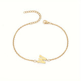 Initial Letter Bead Bracelet Thin Chain Minimalist Elegant W - Tophatter Daily Deals