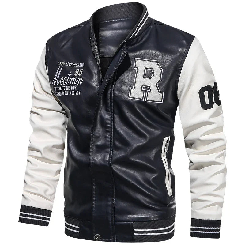 Men's PU Leather Moto Jacket (WHITE) Apparel & Accessories > Clothing > Outerwear > Motorcycle Outerwear - Tophatter Daily Deals