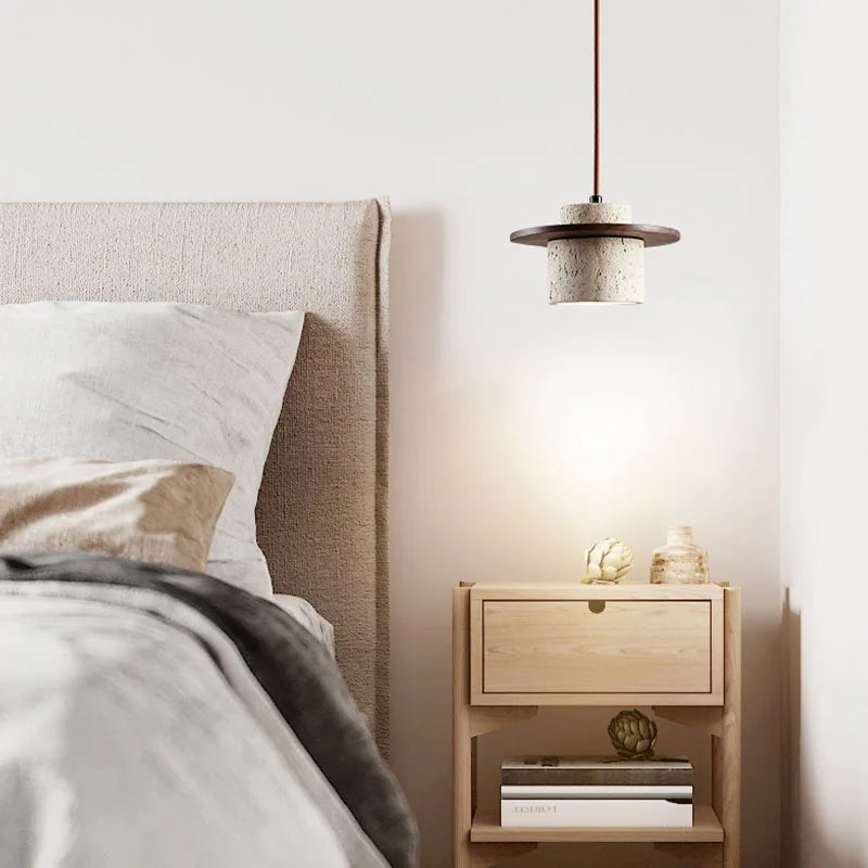 Japandi Wabi Sabi Stone Pendant Light Rustic Bedroom Cafe Lamp - Tophatter Daily Deals
