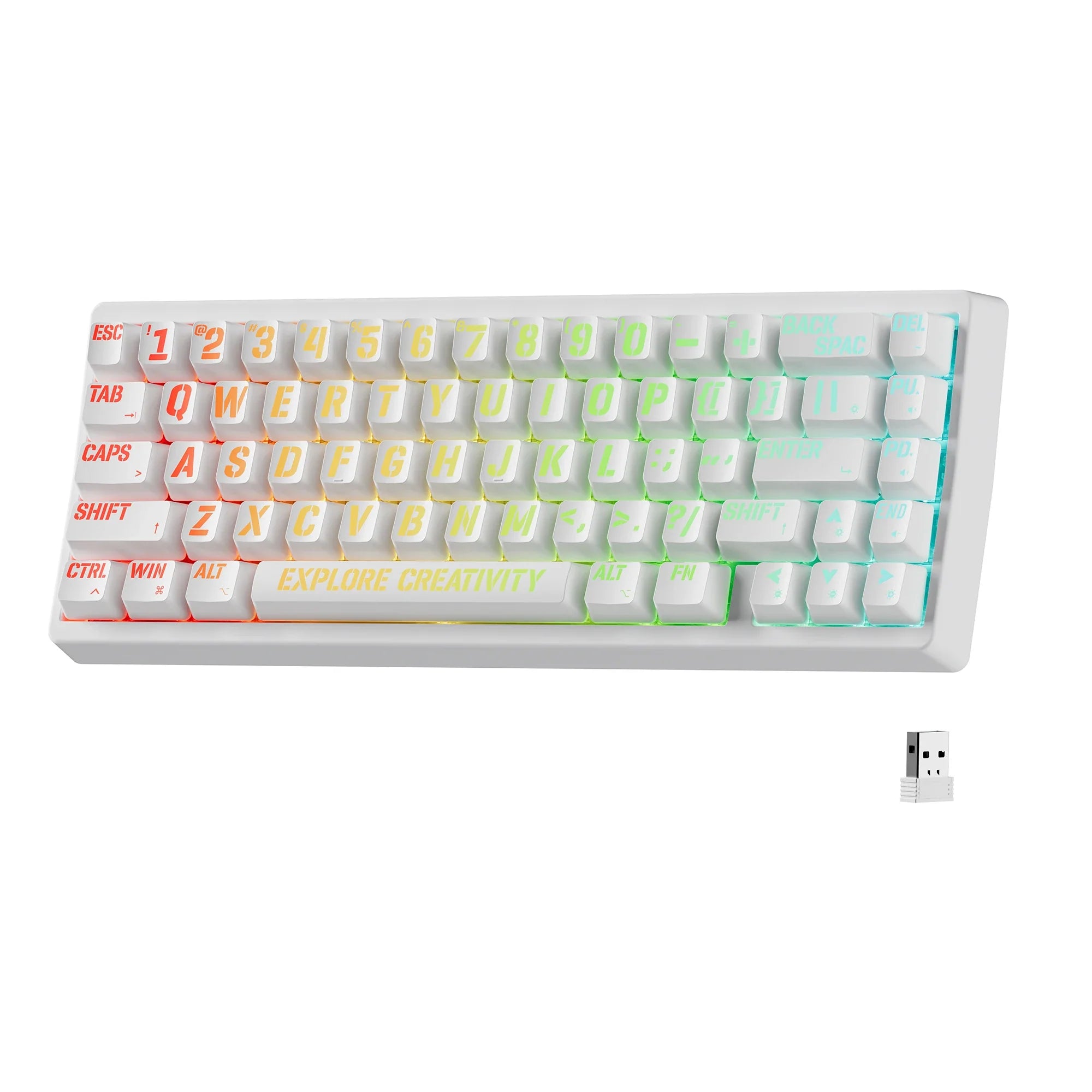 Mechanical Keyboard M67 67 Key Gasket Hot Swappable RGB Maiami white - Tophatter Daily Deals