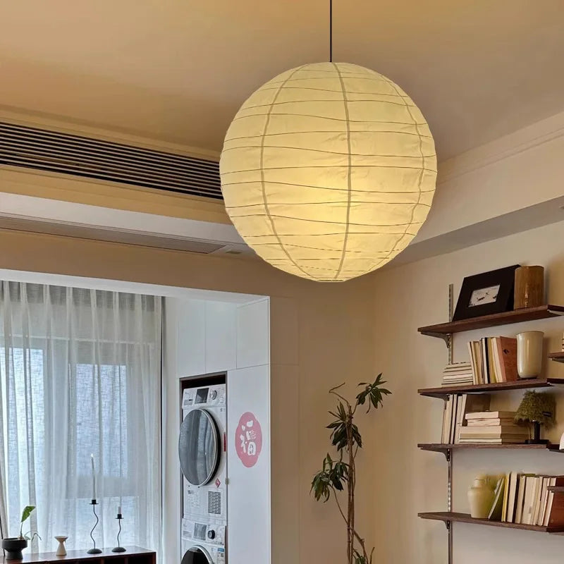 Japandi Wabi Sabi Round Pendant Light E27 LED Hanging Cozy Lamp - Tophatter Daily Deals