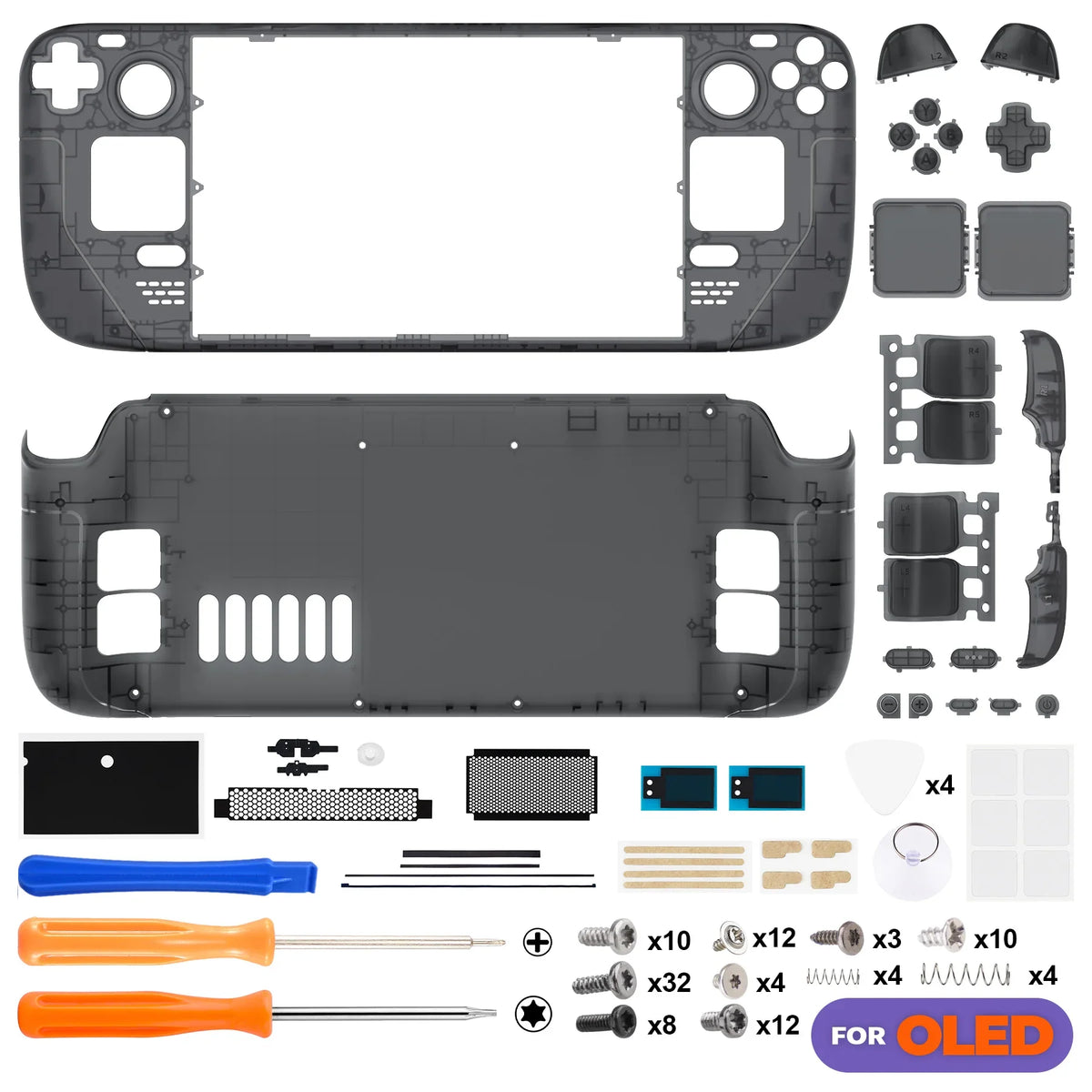 Steam Deck OLED Replacement Housing Kit Clear Shell Clear Slate Black - Tophatter Daily Deals