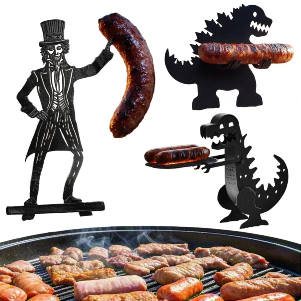 BBQ Accessory Portable Camping Hot Dog Grill Holder Rust-proof Sausage Stand Rack for Funny Bbq Heat-resistant Outdoor Sausage - Tophatter Daily Deals