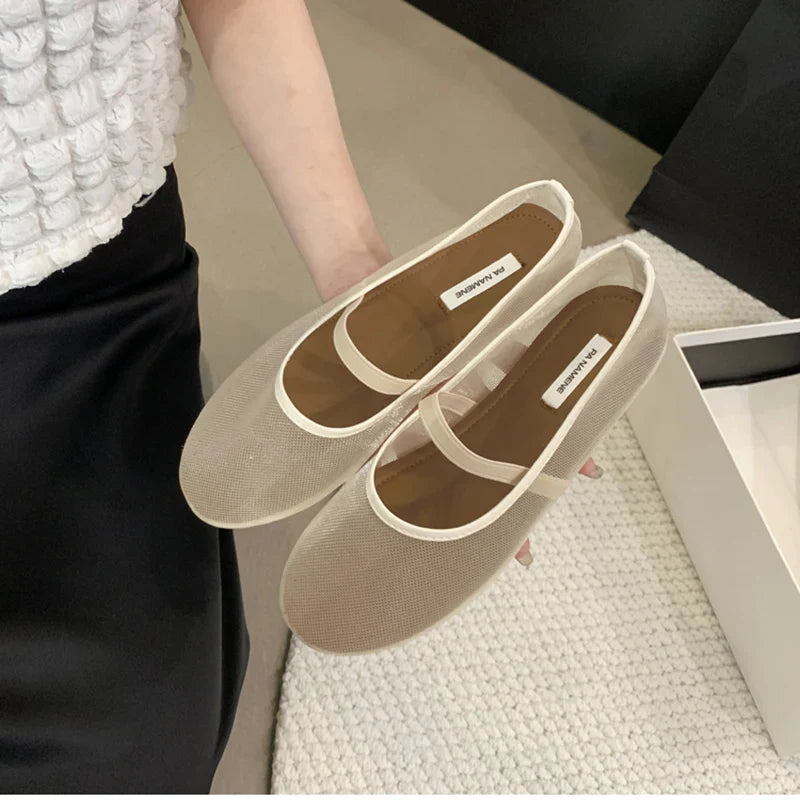 Lightweight Women’s Mary Jane Flats - Shallow Mesh, Casual - Tophatter Daily Deals