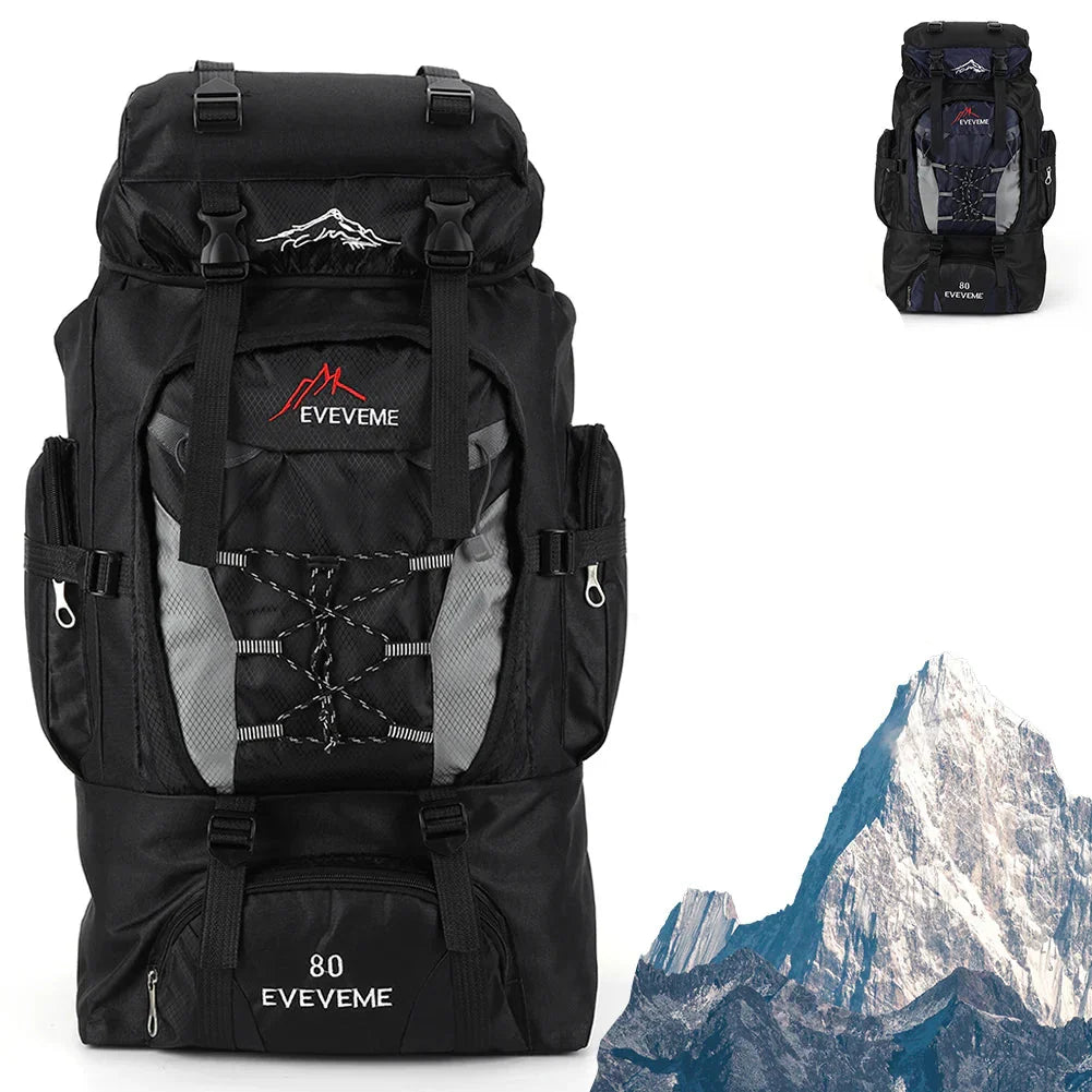 80L Travel Backpack Waterproof Outdoor Pack Black Backpacks - Tophatter Daily Deals