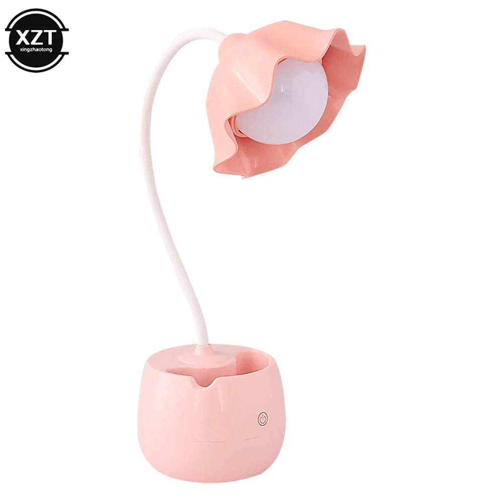Flower LED Night Light Pen Pot Holder Lamp Pink Pink Flowers - Tophatter Daily Deals
