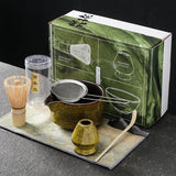 Matcha Tea Set Handmade Pottery Bowl Bamboo Whisk Kit 7pcs yellow gift box - Tophatter Daily Deals