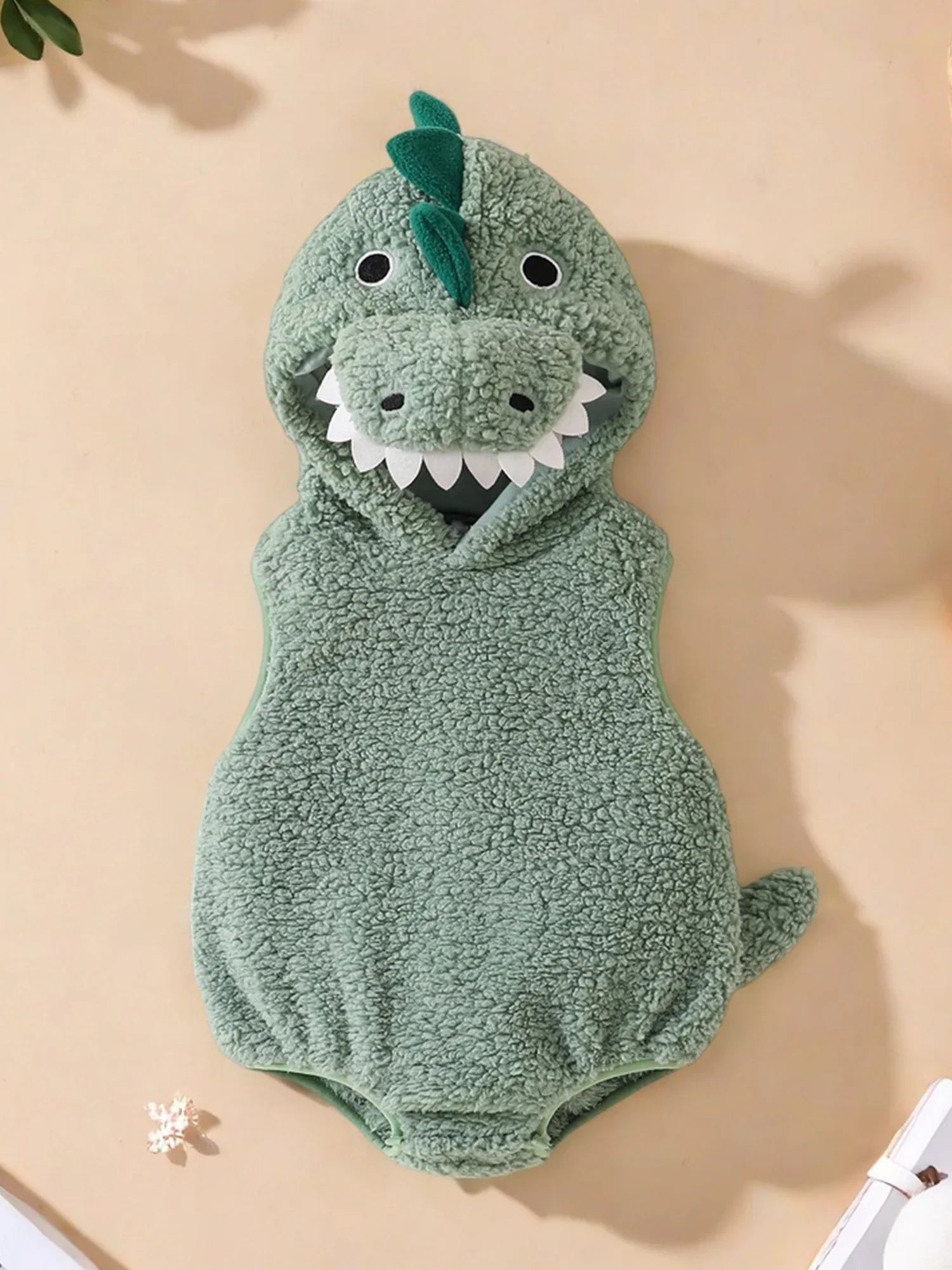 Baby Dinosaur Halloween Romper Plush Hooded Sleeveless - Tophatter Daily Deals