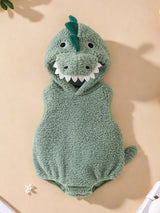 Baby Dinosaur Halloween Romper Plush Hooded Sleeveless - Tophatter Daily Deals